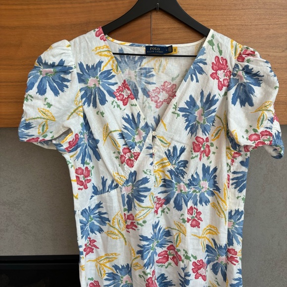 POLO RALPH LAUREN  Floral Button-Front Linen Dress, Size 16 - Picture 9 of 15